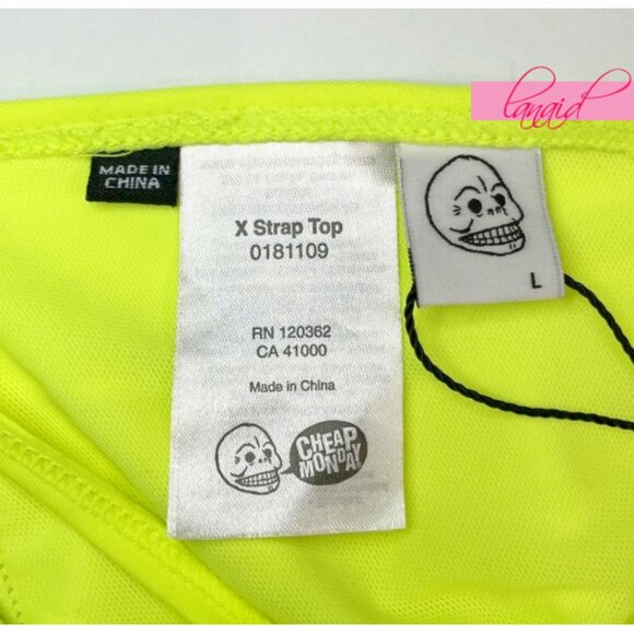 Cheap Monday X Strap Top Yellow Neon Bright Strappy Edgy Cutouts Bikini Bralette - Picture 7 of 9